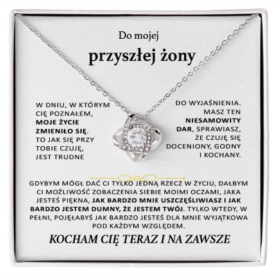 Do mojej przyszłej Żony - Naszyjnik z białego złota 14K z kryształami cyrkonii DIANA